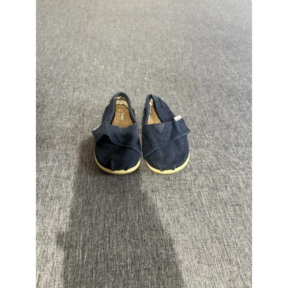 Toms Classic Style Blue Canvas Infant Toddler Size T4 Baby Shoes